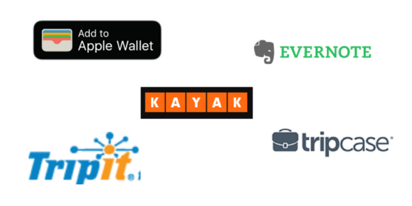 Apps Reiseunterlagen Evernote Kayak Wallet TripIt TripCase